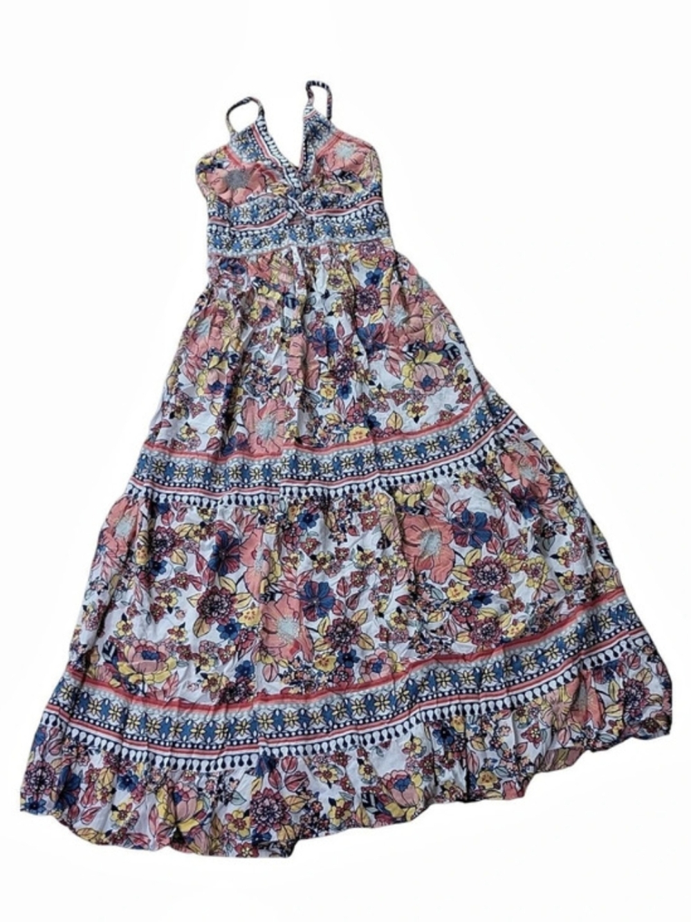 Angie Floral Maxi Dress in Pink & Blue Size Medium